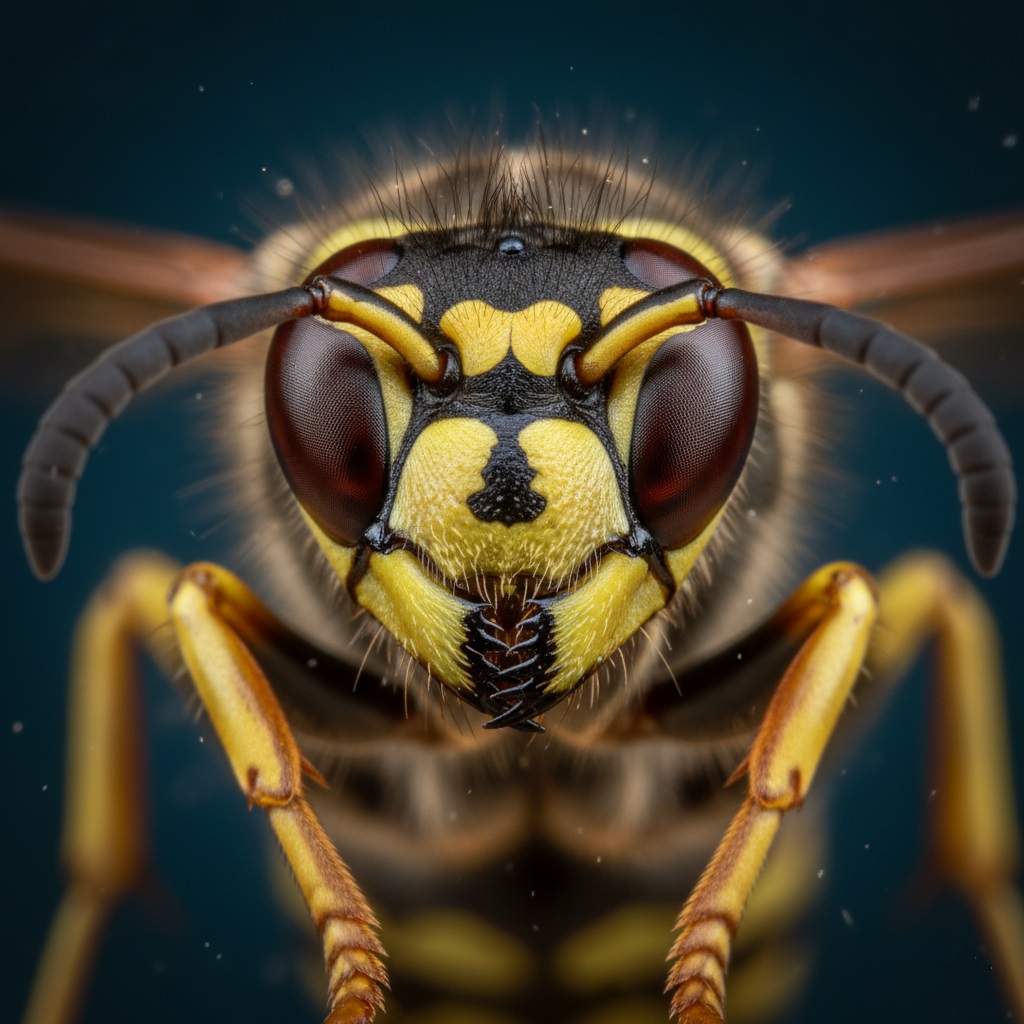 Photo macro d'une guêpe en gros plan. Insectes